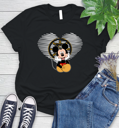 NHL Boston Bruins The Heart Mickey Mouse Disney Hockey Women's T-Shirt