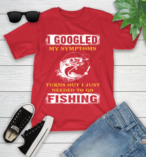 I Googled My Symptoms Turns Out I Needed To Go Fishing Youth T-Shirt 13
