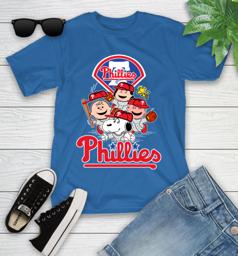 MLB Philadelphia Phillies Snoopy Charlie Brown Woodstock The Peanuts Movie Baseball T Shirt_000 Youth T-Shirt 12