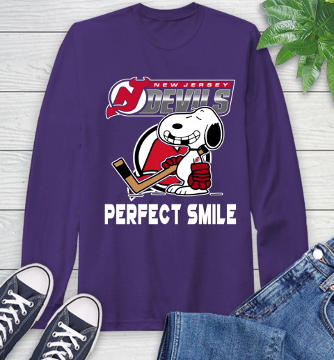 NHL New Jersey Devils Snoopy Perfect Smile The Peanuts Movie Hockey T Shirt Long Sleeve T-Shirt 5