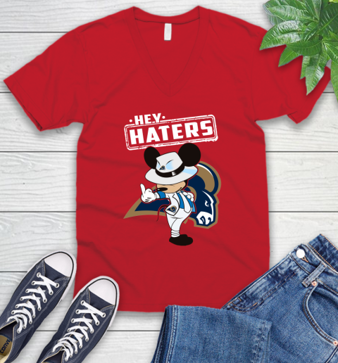 NFL Hey Haters Mickey Football Sports Los Angeles Rams V-Neck T-Shirt 6