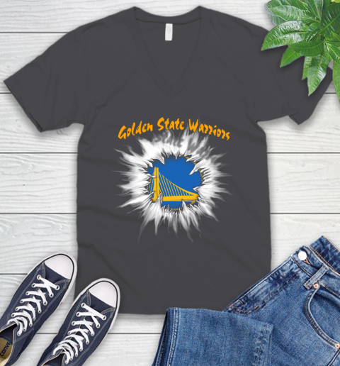 Golden State Warriors NBA Basketball Rip Sports V-Neck T-Shirt - Image 5