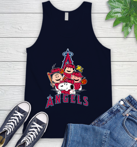 MLB Los Angeles Angels Snoopy Charlie Brown Woodstock The Peanuts Movie Baseball T Shirt_000 Tank Top 2