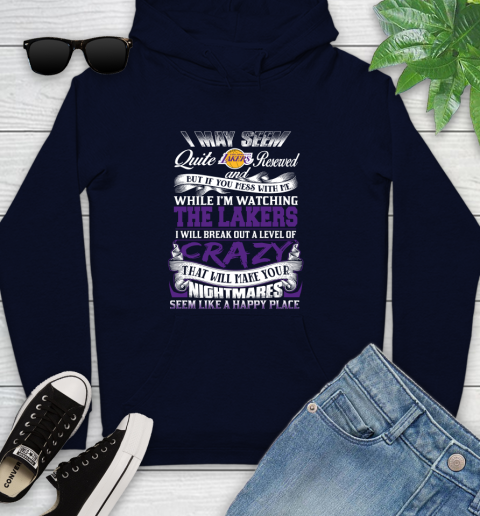 Los Angeles Lakers NBA Basketball Don't Mess With Me While I'm Watching My Team Youth Hoodie 3