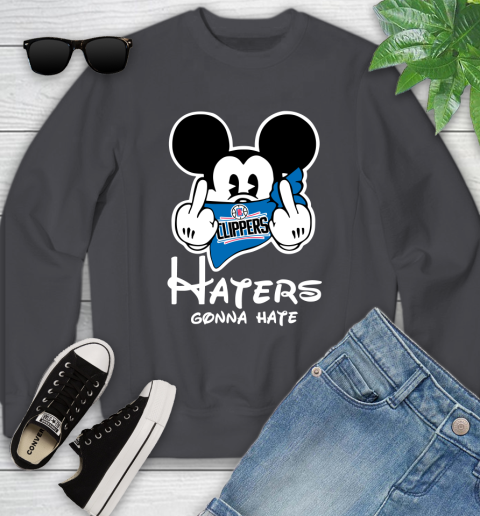 NBA LA Clippers Haters Gonna Hate Mickey Mouse Disney Basketball T Shirt Youth Sweatshirt 5