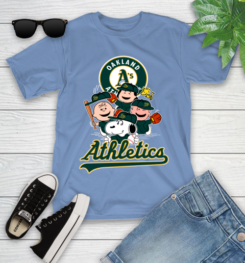 MLB Oakland Athletics Snoopy Charlie Brown Woodstock The Peanuts Movie Baseball T Shirt_000 Youth T-Shirt 15
