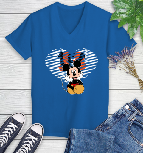 NFL Cincinnati Bengals The Heart Mickey Mouse Disney Football T Shirt_000 Women's V-Neck T-Shirt 10