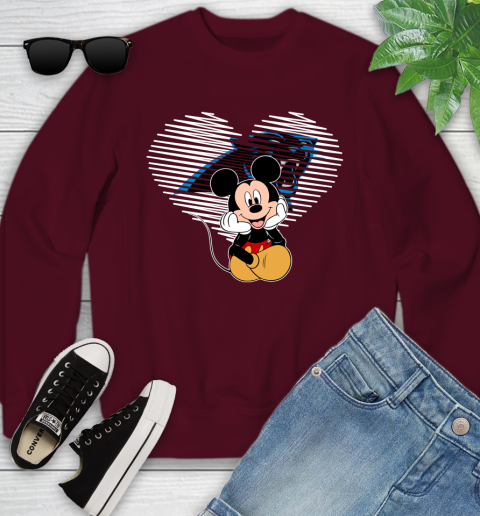 NFL Carolina Panthers The Heart Mickey Mouse Disney Football T Shirt_000 Youth Sweatshirt 4