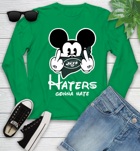 NFL New York Jets Haters Gonna Hate Mickey Mouse Disney Football T Shirt Youth Long Sleeve 7