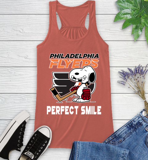 NHL Philadelphia Flyers Snoopy Perfect Smile The Peanuts Movie Hockey T Shirt Racerback Tank 3