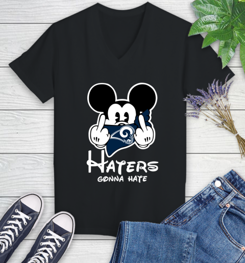 NFL Los Angeles Rams Haters Gonna Hate Mickey Mouse Disney Football T Shirt Women's V-Neck T-Shirt