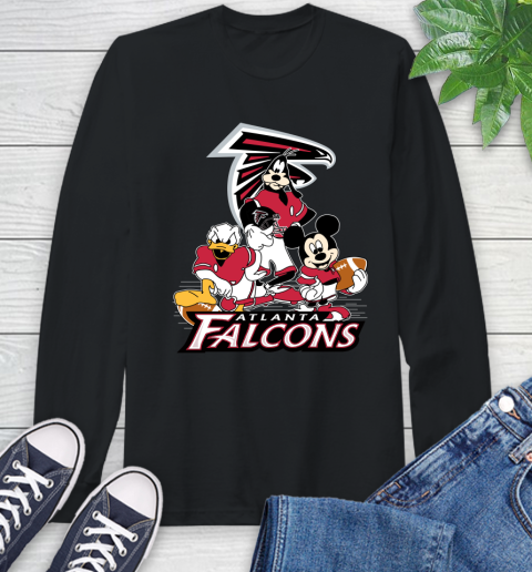 NFL Atlanta Falcons Mickey Mouse Donald Duck Goofy Football Shirt Long Sleeve T-Shirt
