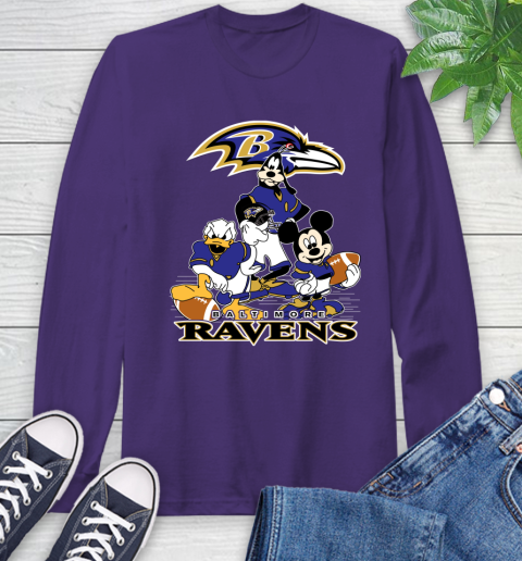 NFL Baltimore Ravens Mickey Mouse Donald Duck Goofy Football Shirt Long Sleeve T-Shirt 5