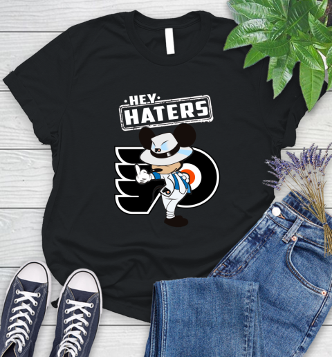 NHL Hey Haters Mickey Hockey Sports Philadelphia Flyers Women's T-Shirt
