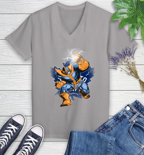Toronto Maple Leafs NHL Hockey Thanos Avengers Infinity War Marvel Women's V-Neck T-Shirt 4