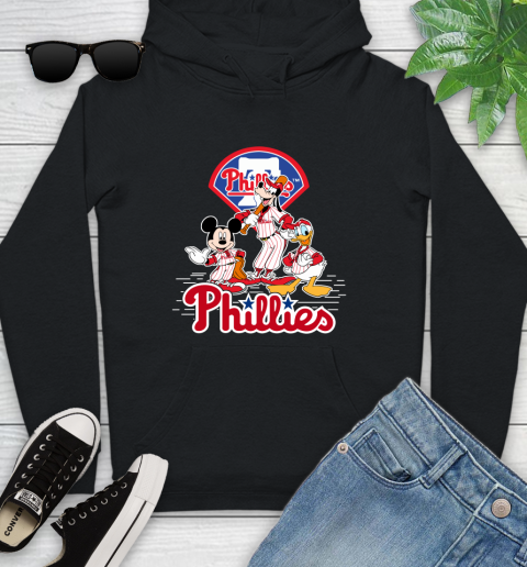 MLB Philadelphia Phillies Mickey Mouse Donald Duck Goofy Baseball T Shirt Youth Hoodie