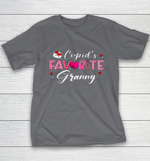 Cupid's Favorite Granny Leopard Plaid Funny Valentine Day Youth T-Shirt 14