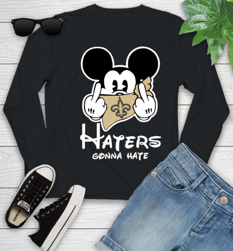 NFL New Orleans Saints Haters Gonna Hate Mickey Mouse Disney Football T Shirt Youth Long Sleeve