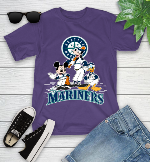MLB Seattle Mariners Mickey Mouse Donald Duck Goofy Baseball T Shirt Youth T-Shirt 3