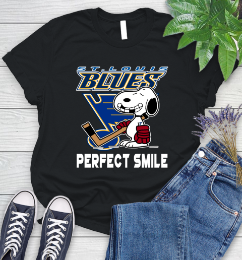NHL St.Louis Blues Snoopy Perfect Smile The Peanuts Movie Hockey T Shirt Women's T-Shirt