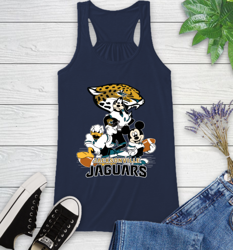 NFL Jacksonville Jaguars Mickey Mouse Donald Duck Goofy Football Shirt Racerback Tank 9