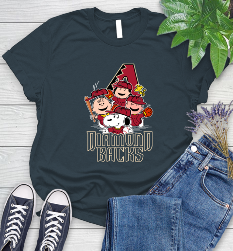 MLB Arizona Diamondbacks Snoopy Charlie Brown Woodstock The Peanuts Movie Baseball T Shirt_000 Women's T-Shirt 11