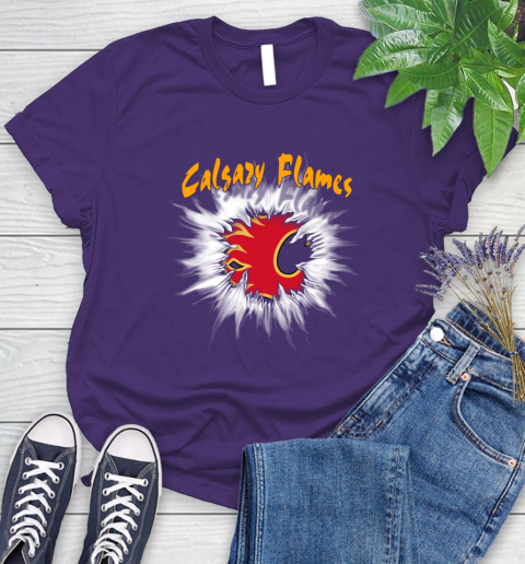 Calgary Flames NHL Hockey Adoring Fan Rip Sports Women's T-Shirt 4