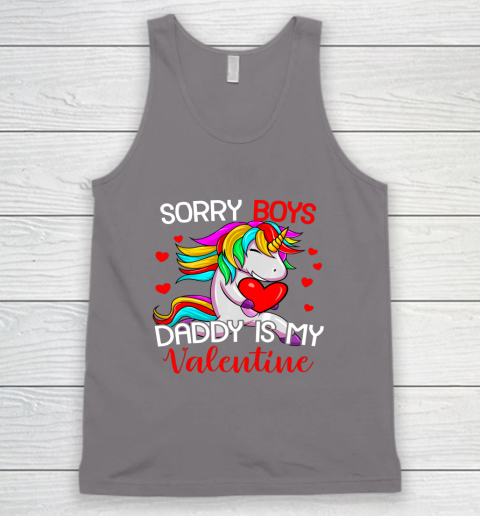 Sorry Boys Daddy Is My Valentine Unicorn Girls Valentine Tank Top 5