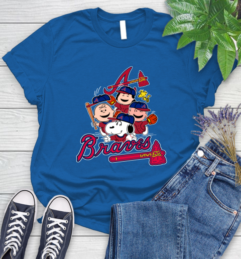 MLB Atlanta Braves Snoopy Charlie Brown Woodstock The Peanuts Movie Baseball T Shirt Women's T-Shirt 12