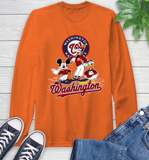 MLB Washington Nationals Mickey Mouse Donald Duck Goofy Baseball T Shirt Long Sleeve T-Shirt 4