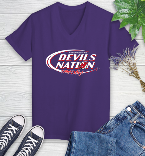 NHL A True Friend Of The New Jersey Devils Dilly Dilly Hockey Sports Women's V-Neck T-Shirt 3