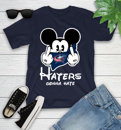 NHL Columbus Blue Jackets Haters Gonna Hate Mickey Mouse Disney Hockey T Shirt Youth T-Shirt 2