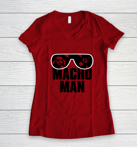 Macho Man Shirt Savage Sunglasses Graphic Women's V-Neck T-Shirt 9