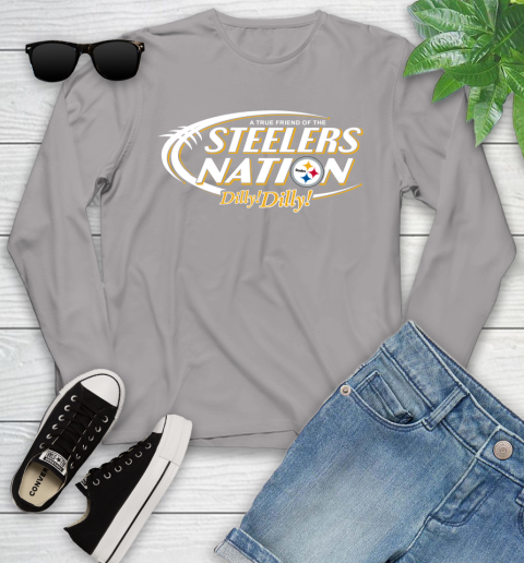 NFL A True Friend Of The Pittsburgh Steelers Dilly Dilly Football Sports Youth Long Sleeve 5
