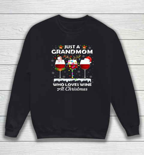 Just A Grandmom Who Loves Wine Christmas Pajama Matching Sweatshirt