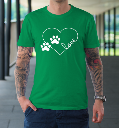 Cute Love Hearts Valentine Day Paw Print Dog Owner Dog Lover T-Shirt 5