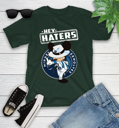 NBA Hey Haters Mickey Basketball Sports Minnesota Timberwolves Youth T-Shirt 5