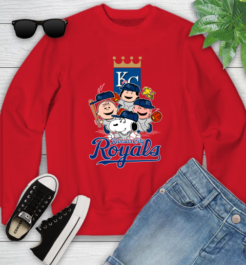 MLB Kansas City Royals Snoopy Charlie Brown Woodstock The Peanuts Movie Baseball T Shirt_000 Youth Sweatshirt 8