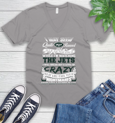 New York Jets NFL Football Don't Mess With Me While I'm Watching My Team V-Neck T-Shirt 3