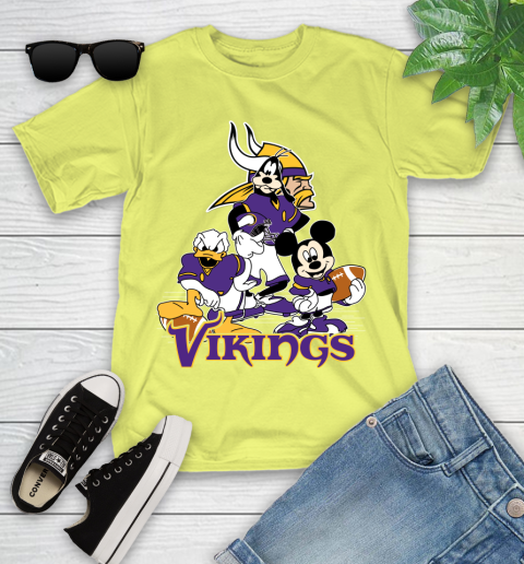 NFL Minnesota Vikings Mickey Mouse Donald Duck Goofy Football Shirt Youth T-Shirt 10
