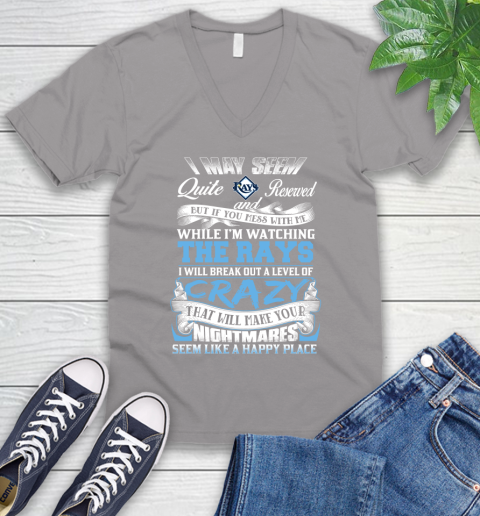 Tampa Bay Rays MLB Baseball Don't Mess With Me While I'm Watching My Team V-Neck T-Shirt 3