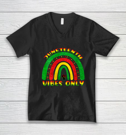 Juneteenth Vibes Only Black African American Cute V-Neck T-Shirt