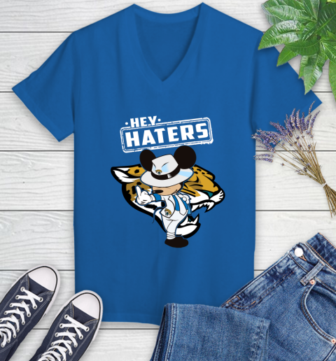 NFL Hey Haters Mickey Football Sports Jacksonville Jaguars Women's V-Neck T-Shirt 10