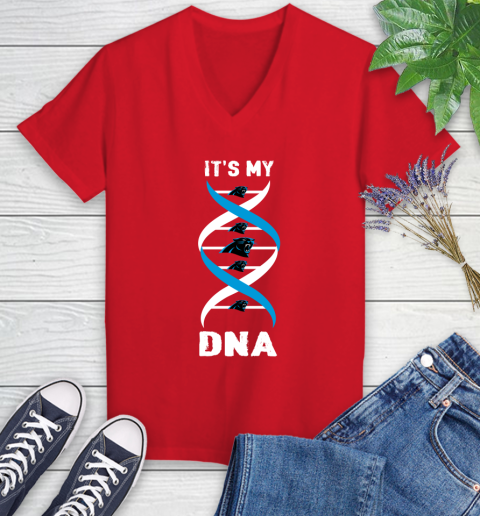 Carolina Panthers NFL Football It's My DNA Sports Women's V-Neck T-Shirt 11