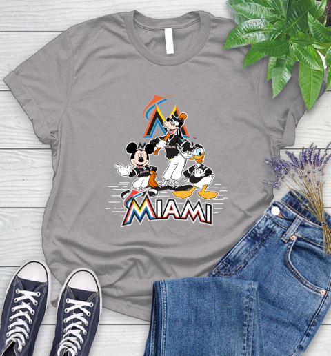 MLB Miami Marlins Mickey Mouse Donald Duck Goofy Baseball T Shirt Women's T-Shirt 5
