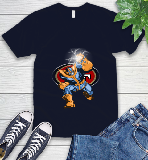 San Francisco 49ers NFL Football Thanos Avengers Infinity War Marvel V-Neck T-Shirt 2