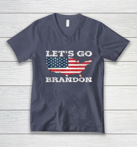 Let's Go Brandon Joe Biden Chant Impeach Biden USA Flag FJB V-Neck T-Shirt 6