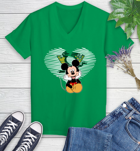 NHL Pittsburgh Penguins The Heart Mickey Mouse Disney Hockey Women's V-Neck T-Shirt 5