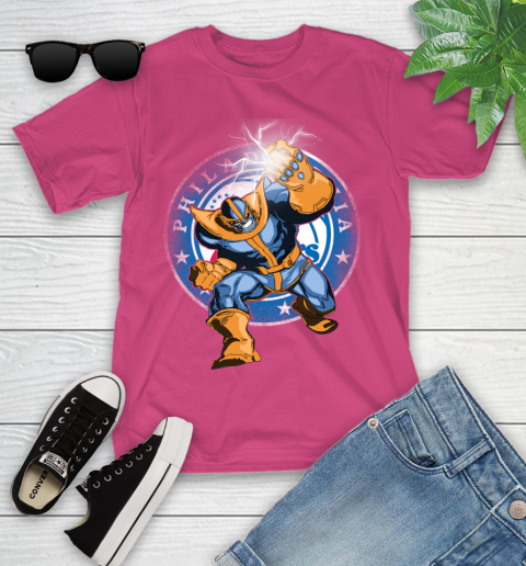Philadelphia 76ers NBA Basketball Thanos Avengers Infinity War Marvel Youth T-Shirt 11