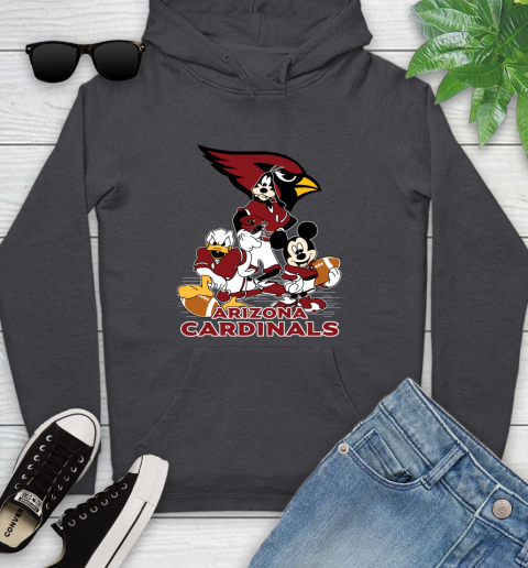 NFL Arizona Cardinals Mickey Mouse Donald Duck Goofy Football Shirt Youth Hoodie 8